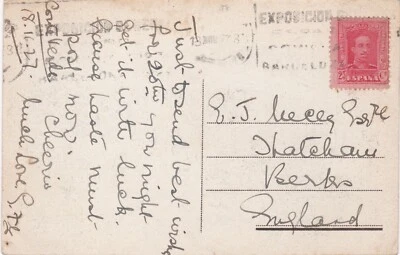 Spain card sent from Barcelona to Berkshire England - Image 1 of 2