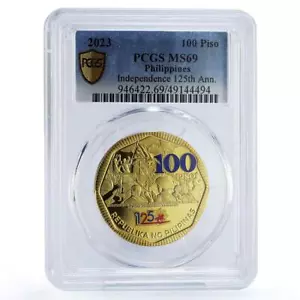 Philippines 100 piso Independence 125th Anniversary Politics MS69 PCGS coin 2023 - Picture 1 of 2