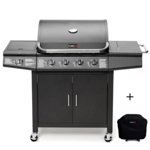 CosmoGrill 4+1 Pro Gas BBQ Barbecue Grill Inc. Side Burner- 93411 with cover  - Picture 1 of 9