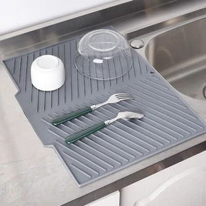 Dish Drying Mat for Kitchen Counter Heat-resistant Sink Silicone Drain Non-slip - Picture 1 of 10