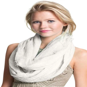 CJ Apparel Off White Mobius Infinity Scarf Seconds Snood Tube Shawl Face Cover - Picture 1 of 9