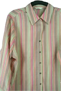 Marks & Spencer Top Blouse XL Stripped Button Down Casual work Multi-Color #227 - Picture 1 of 5