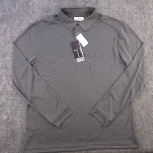 New Grand Slam Polo Large Long Sleeve Gray Striped Golf Stretch Sun Protection - Picture 1 of 9