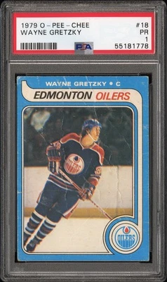 Wayne Gretzky 1979-80 OPC O-Pee-Chee #18 Rookie PSA 1 POOR Edmonton Oilers RC - Image 1 of 2