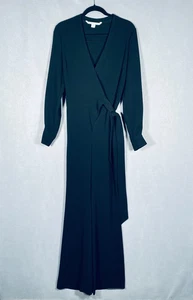 Jersey DVF vintage para mujer 6 negro elástico pierna ancha envolvente noche gótica - Imagen 1 de 18