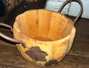 Herbst Herbst Kürbisschale aus Holz mit Henkel - Bild 1 von 6