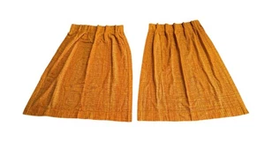 2 Pannelli Tende Tende Vintage Mid Century Anni 60 70 Tessuto Aperto Arancione MCM F - Foto 1 di 4