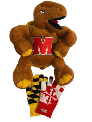 Guantes Bandera Universidad Maryland Terps Terrapin Mascota 15" Felpa Vintage Años 90 REGALO Foto 1 de 4