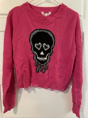 Suéter Tejido No Boundaries Juniors Grande 11-13 Rosa Calavera Top Gótico Punk Foto 1 de 4