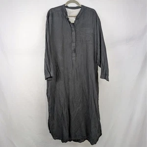 Vestido Muji Mezcla de Lino Manga Larga Botón Camisa Vestido Minimalista Oscuro Romántico - Imagen 1 de 9