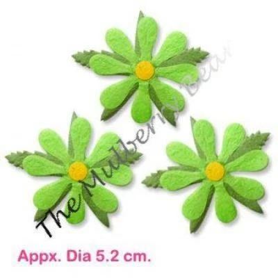 5 flowers flower Green Handmade mulberry paper Springtime daisy Card Scrapbooks