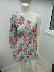 Graffic Single Shoulder Floral Mini Dress Size S/M Armpit to Armpit 37 cms - Picture 1 of 6