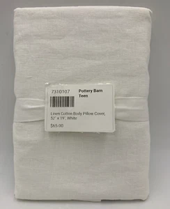 Pottery Barn Teen Linen Cotton Body Pillow Cover White 52 x 19 in #H686B - Picture 1 of 5