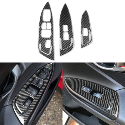 3Pcs For Hyundai Veloster Carbon Fiber Interior Front Door Control Cover Trim - Image 1 of 4