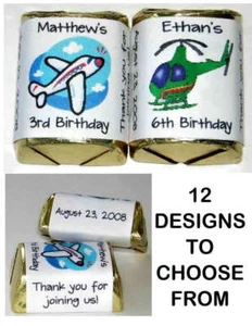60 AIRPLANE BIRTHDAY PARTY FAVORS CANDY WRAPPERS LABELS - Picture 1 of 3