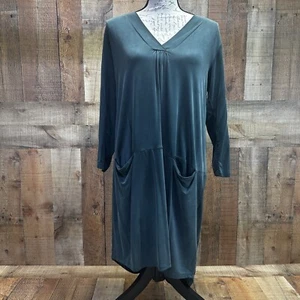 Anthropologie Dolan verde Tegan drappeggiato tunica camicia abito manica lunga taglia media - Foto 1 di 11