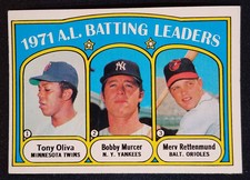1972 Topps #86 AL Batting Leaders Tony Oliva / Bobby Murcer / Rettenmund EX-MINT