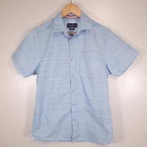 Across the Pond Button Up Shirt Men's S Blue Heather Short Sleeve Slim Fit - Picture 1 of 6