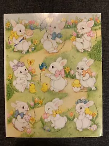VINTAGE 1986 GIBSON CDS EASTER BUNNY BUNNIES CHICKS EGGS BUTTERFLY STICKER SHEET - Picture 1 of 2