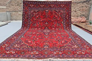 7.5 x 10.8 Large Tribal Vintage Red Medallion Floral Rug E,thnic Turkmen Old Rug - Picture 1 of 12