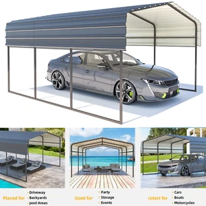 Outdoor Carport Heavy Duty Car Shelter Gazebo Garage 10x15' 12x20' 12x25' 20x20' - Picture 1 of 45