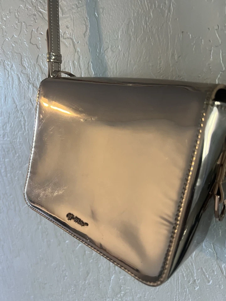 Off White Binder Clip Flap Bag Mirror Faux Leather Mini  - Image 1 of 4