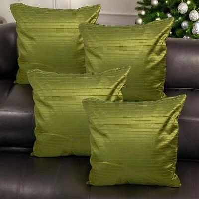 Set of 4 - Green Pinstripe Unique Style 16x16" 40x40cm Cushion Covers Home Decor - Image 1 of 4