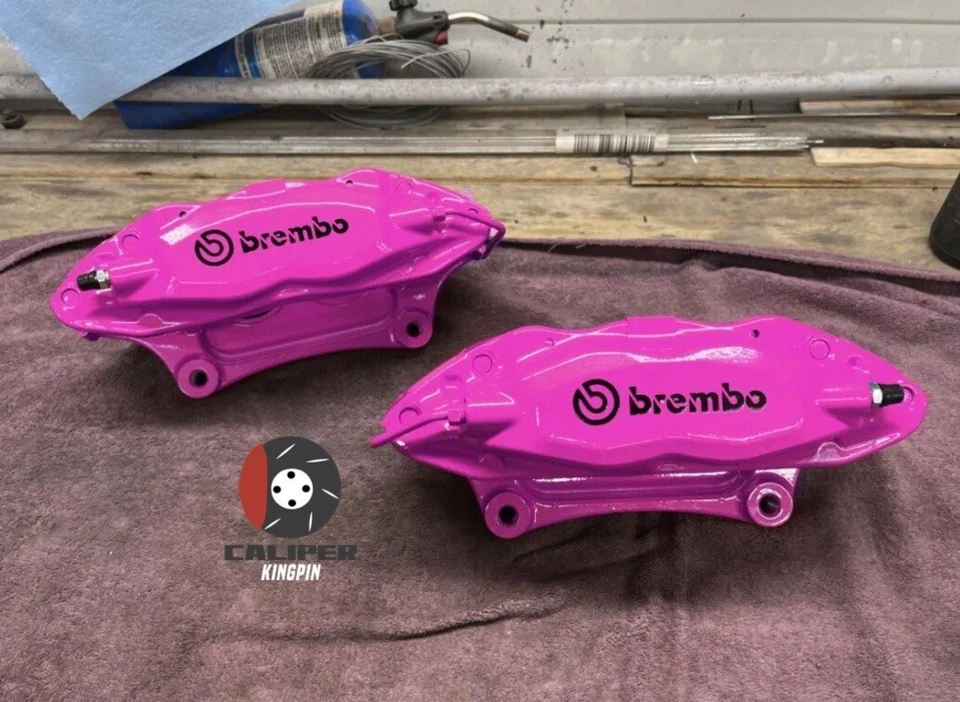 Par de pinzas de freno delanteras Ford Mustang GT con recubrimiento en polvo rosa 07-14 5,0 Foto 1 de 3