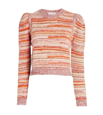 INTERMIX Fernie Puff Sleeve Striped Wool-Blend Crop Sweater Sz S - Image 1 of 4