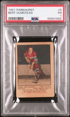 BERT OLMSTEAD 1951 PARKHURST PSA 1 HOCKEY #5 CANADIENS - Image 1 of 2