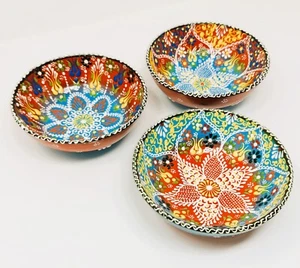 6" Turkish Handmade 3 Piece Bowl Set Meze Set Breakfast Set Hand Painted Bowl - Picture 1 of 6