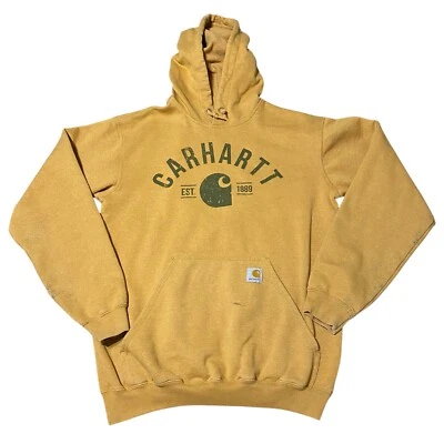 Sudadera con Capucha Carhartt Adulto S Amarilla Trabajo Aire Libre Pullover Envejecido Usado Foto 1 de 4