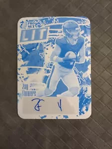 2023 Leaf Pro Set Cyan Printing Plate Auto LIT-ZF1 ZAY FLOWERS RC 1/1 Ravens WR - Picture 1 of 11