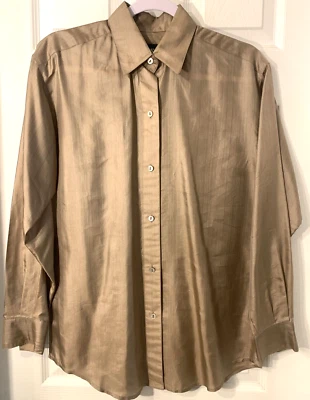 Blusa túnica clásica Ellen Tracy de seda talla 2 (40" busto) bronce abotonada LS usada en excelente estado Foto 1 de 4