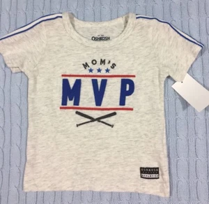 Neu mit Etikett Oshkosh 6-9 Monate Baby Jungen 100 % Baumwolle "MOM'S MVP" Baseball-T-Shirt - Bild 1 von 6
