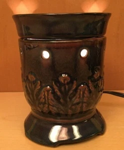 Scentsy Warmer Corinth DSW-Cori Fall Colors Blue Brown Leaf Design - Picture 1 of 7