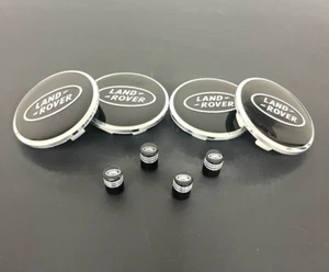 8 Land Rover Range Rover Wheel Center Hub Caps & Air Valve Caps Set HSE Black - Picture 1 of 9