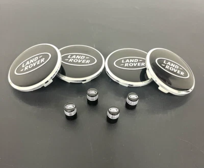 8 Land Rover Range Rover Wheel Center Hub Caps & Air Valve Caps Set HSE Black - Image 1 of 4