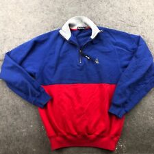 Vintage Nautica Sweatshirt Mens Small Blue Red Striped 1/4 Zip Yachting Casual