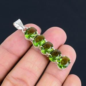 Peridot Gemstone Handmade 925 Sterling Silver Pendant Jewelry 5.7 " - Picture 1 of 4