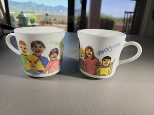 2 Vintage Corning Heather’s John Lennon Imagine World Peace Mug Coffee Cup USA - Picture 1 of 6