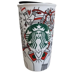 Taza de viaje Starbucks vacaciones de Navidad 2017 cerámica manos sirena logotipo tapa - Imagen 1 de 10
