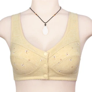 Women Lady Front Fastening Bra Cotton Wireless Soft Comfortable Bras Plus Size ↕ - Picture 1 of 25