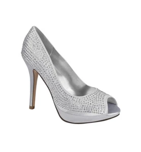 Brautschuhe, Festliche Schuhe High Heels, silber mit Strass Gr. 38 - Bild 1 von 2