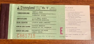 Boleto electrónico Disneyland 1974 raro de colección en folleto Foto 1 de 2