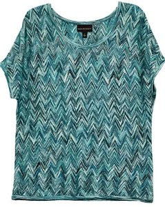 Dana Buchman DAMEN aquagrün Chevron Top Größe Large gebraucht, in einwandfreiem Zustand - Bild 1 von 4
