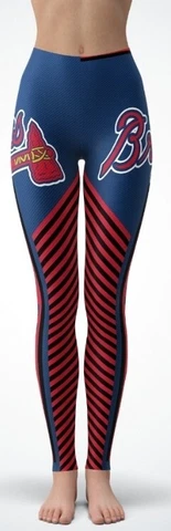 Atlanta Braves Women's Leggings Small - 2X-Large Stripes Cover