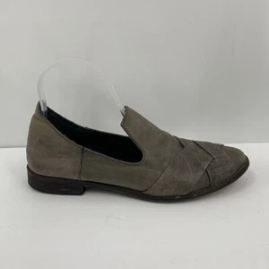 Free People Leder Used grau taupe Halbschuhe Schuhe Slipper geflochten flach 38 7 - Bild 1 von 6