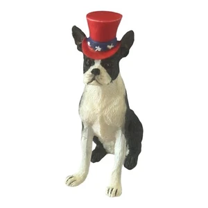 Danbury Mint Boston Terrier Miniature Figurine Patriotic Top Hat 4th Of July - Picture 1 of 4