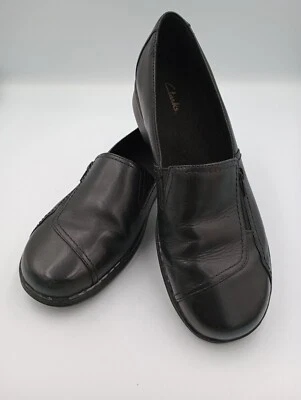 Zapatos sin cordones Clarks de cuero negro para mujer 10M mocasines 2008 detalles con cremallera bonitos  Foto 1 de 4